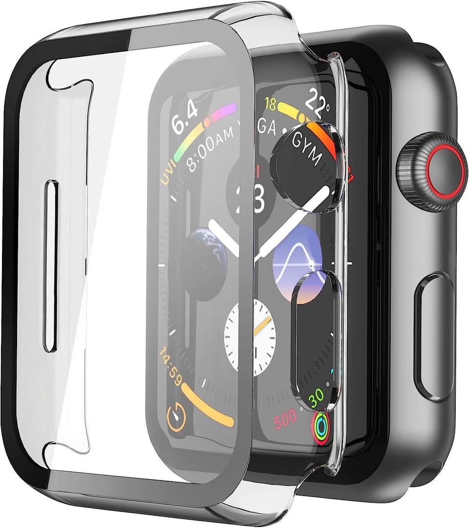 Misxi 2 Pack Hard PC Case with Tempered Glass Screen Protector Compatible with Apple Watch SE 3 (2025) SE 2 SE Series 6 Series 5 Series 4 40mm, Clear
