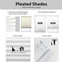 DEZ FURNISHINGS Cordless 1" Light Filtering Pleated Shade, Fabric, 32" W x 48" H, Ecru