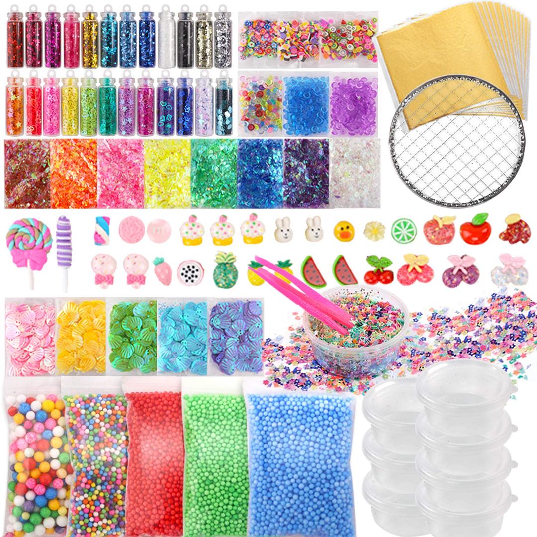 Supplies Making kit for Kids – Slime Mix Ins Accessories Include Slime Charms, Foam Balls for Creative Slime Making