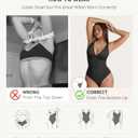 FeelinGirl Shapewear Bodysuits for Women Tummy Control Body Suits Deep V Neck Thong Body Shaper,Large
