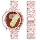 Mosonio Compatible with Samsung Galaxy Watch 7 Band 40mm, 20mm Bling Jewelry Metal Band with 40mm Cover Case for Women for Galaxy Watch 7（Rose Pink,40 mm）