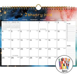 8 x 2026-2027 Wall Calendar - Includes January 2026 to June 2027, 18-Month Paper Wall Calendar 11 x 8.5 Inches.Thick Paper with Julian Dates and Block for New Year and Christmas Holidays To-dos Notes (I)
