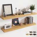 48 Inch Floating Shelves for Wall 2 Pack, 8"D Wood Grain Bathroom Shelves, 48"Wx8"Dx1.4"H, 2Pack