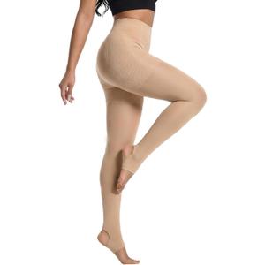 )+MD 140D Light Compression Pantyhose for Women, 15-20mmHg Graduated Compression Tights, Footless Leggings for Leg Support  (S/M)