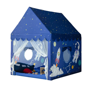 Kids Play Tent Playhouse Indoor Tent for Kids Boys Toddler, Large Castle Play House Bed Tents Spaceship Outer Space Rocket Blue, Kid Toys for Boy Girl Birthday House Gift300+ bought in past