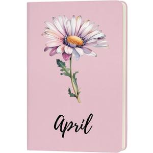 Birth Month Flower Leather Notebook Dainty Birth Flower Gifts for Women Men Birthday Gift Birth Month Mother's Day Gift Flower Lover Gift (April)