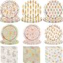 60Pcs Easter Plates and Napkins with Bunny Eggs Hunt Carrots Easter Party Supplies for Spring Birthday Party Baby Shower
