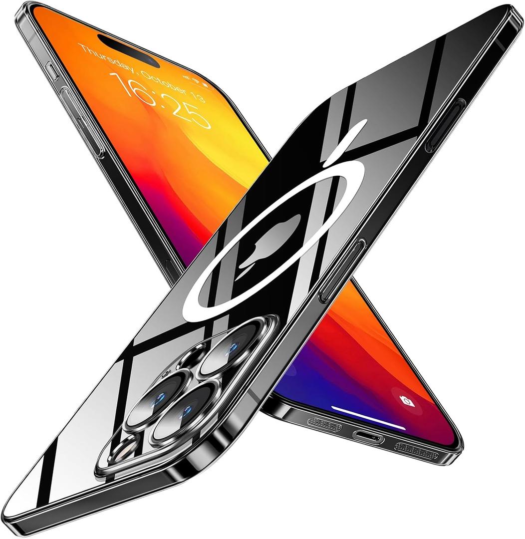 Magnetic Slim Designed for iPhone 16 Pro Max Case[Compatible with MagSafe],Thin Finish Skin Hard Back Case [Non Yellowing] Ultra Protective Fit Cover with Camera Protection 6.9 Inch (Clear)