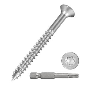 METALLIXITY Deck Screws (#7x1-5/8) 400Pcs, 410 Stainless Steel Wood Screw Decking Screws with T15 Torx Drive Head - for Wood Fence, Table, Chairs, Silver