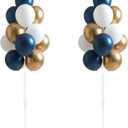 Balloon Column Kit for Floor- Set of 2,Balloon Columns with Stand, Base and Pole,Balloon Tower Backdrop Decoration for Wedding, Baby Shower, Birthday Party, or Bachelorette Parties (BLUE GOLD)