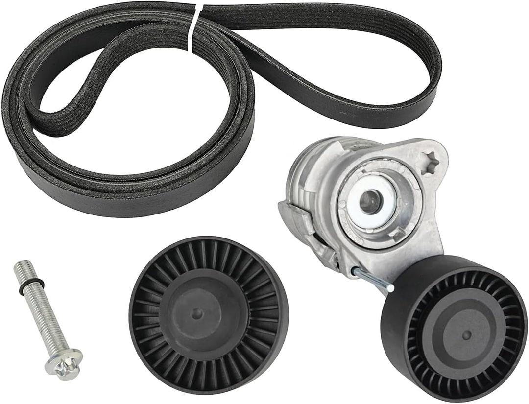 Tykick Serpentine Belt Tensioner Idler Pulley Drive Kit for BMW 128i 323i 325i 325xi 328i xDrive 328xi 330i 330xi 525i 525xi 528i xDrive 528xi 530i 530xi X3 X5 2006-2013 2.5L 3.0L L6 Replaces ADK0022P