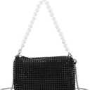 Clutch Purse for Women, Bling Evening Bag, Crossbody Handbag, Rhinestone Money Hand Bag (Black)