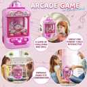 Marlrin Claw Machine for Kids, Mini Vending Machine Girls Unicorn Toys, Candy Grabber Prize Dispenser with Sound & 20 Mini Plush Toys, Electronic Arcade Game Indoor Toy for Home Party Birthday Gifts