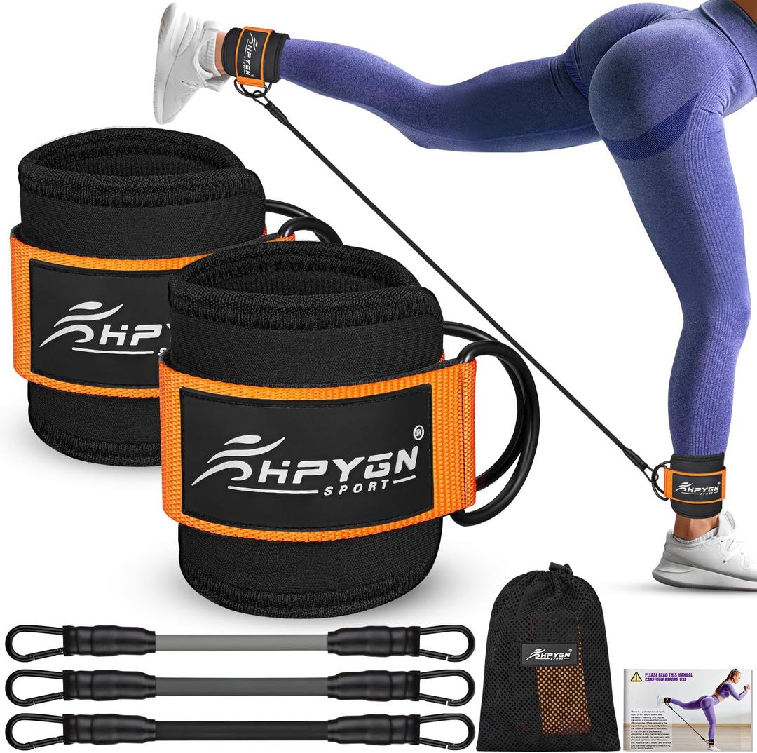 Ankle Resistance Bands, Ankle Bands for Working Out with Cuffs, Resistance Bands for Leg Butt Training Workout Equipment for Kickbacks Hip Gluteus Training Exercises, Ankle Strap with Exercise Bands 