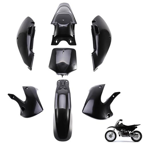 Fancemot Dirt Bike Plastics Kit – Heavy-Duty ABS Fender Fairing Kit Compatible with Kawasaki KLX110 2004-2012, KX65 2000-2013, Suzuki DRZ110 2003-2005 – Thicker Plastic Body Panels (Black)