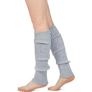 YUANQIAN Women Winter Extra Soft Long Legwarmer Warmer Knitted Stirrup Leg Warmers for Yoga Ballet Dance (Grey-1pair no hole)