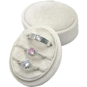 Velvet Wedding Ring Box - Octagon 3 Slots Engagement Ring Boxes with Hinged Lid for Proposal Engagement Wedding, Proposal Ring Box-PRB009-Beige-3 Slots