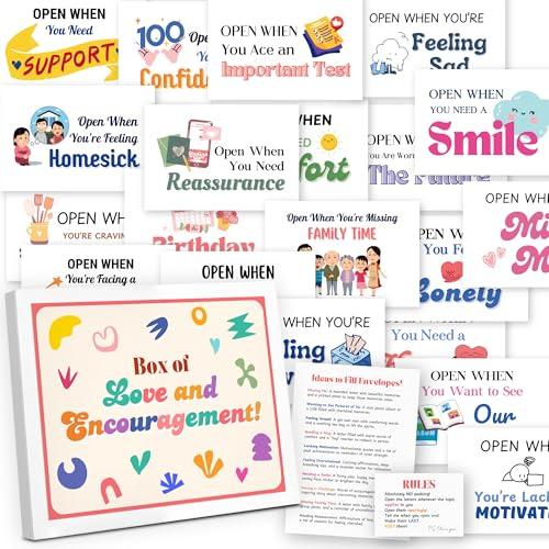 STOFINITY Open When Envelopes For College Student - Open When Letters College Survival Kit Card Box 2025, Going Away To Colleges Gifts For Girls Daughter, Long Distance Card Book Present