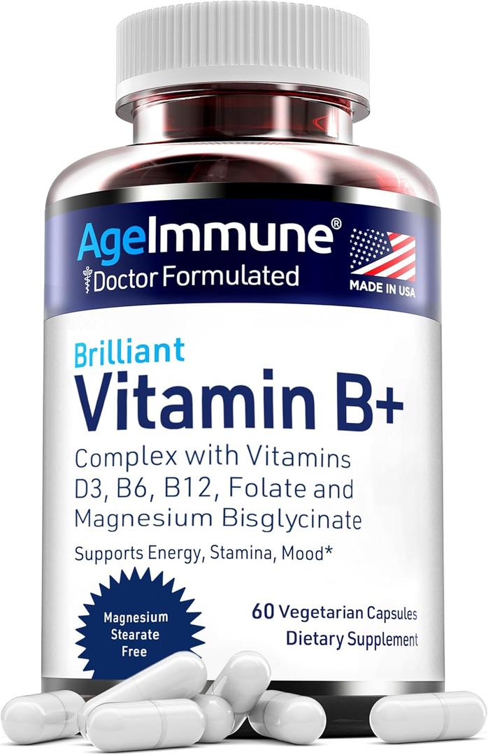 Vitamin B Complex with Vitamin D3 B12 B6 Magnesium Bisglycinate and Folate as Methylfolate - Doctor Formulated Methylated B Complex Supplement  60 Capsules - Without Niacin BB Date 05/2028