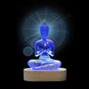 7-inch Buddha Statue Collection with LED lamp Base - Elegant Transparent Sculpture Decoration, Creating Unique Home Decor (Blue)