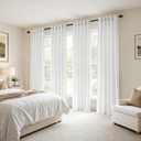 MIULEE White Back Tab Linen Curtains 4 Panels 42W x 108L | Linen material, light filtering, rod pocket back tab hanging, farmhouse decor for living room bedroom
