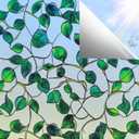 SOMWISE Window Privacy Film Day & Night,Heat Blocking Anti-UV Energy Saving | Static Cling Stained Glass Decor, Removable & Reusable, Anti-Glare, Renter Friendly for Front Door,Bathroom & Car,17.5"x78.5"