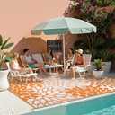 Anidaroel Outdoor Rugs 8x10ft for Patios Clearance Waterproof, Reversible Tropical Plastic Straw Camping Mat Outside Rug, Large Outdoor Area Rug for RV, Deck, Balcony, Picnic Orange,8'x10')