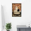 horakey Vintage Ghost And Black Cat In Bathtub Posters Cute Bubblebath Flower Canvas Wall Art Spooky Halloween Prints Painting For Bathroom Home Bedroom Dorm Wall Decor 12x16in Unframed