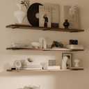 Rustic Wood Floating Shelves Set of 3, 36Inches Wood Rustic Farmhouse Wall Shelves, Easy-to-Install Hanging Shelves for Living Room, Kitchen, and Bathroom, 100bs Capacity. (Walnut, 3T36IN)