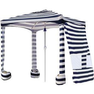 AMMSUN Beach Cabana, 6.5'x6.5' Beach Canopy, Easy Set up and Take Down, Cabana Tent with Sand Pockets, Instant Sun Shade with Side Wall, Navy Sailor