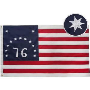 Bradford Bennington 1776 Flag 3x5 ft Outdoor Embroidered Betsy Ross Flags Double Sided 13 Colonies US 76 American Flag Heavy Duty with 2 Brass Grommets