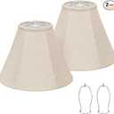 Bell Lamp Shades Set of 2, 6"Top x 13"Bottom x 10"High, Beige Shade Replacement for Table Lamps, Floor Lamps, Fabric Natural Linen Hand Crafted(Spider Fitter), Harp Holders Included, Assembly Required