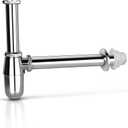 Brass Round Bottle P Trap tube, Basin Sink Waste Trap Drain Tube Kit Adjustable Height Chrome (Oval)