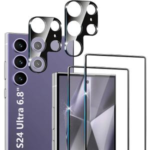 XDesign [2+2 Pack Galaxy S24 Ultra Screen Protector, 9H Tempered Glass Scratch Resistant, Ultrasonic Fingerprint Support, For Samsung Galaxy S24 Ultra 5G 6.8 Inch Glass Screen Protector