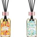 Reed Diffuser Set of 2 Pack, Linen Vanilla Citrus Scented Oil Diffuser with 15 Sticks, Reed Diffusers for Home, Bathroom Air Freshener, 1.7 Fl.oz Each, Total 5.1 Oz