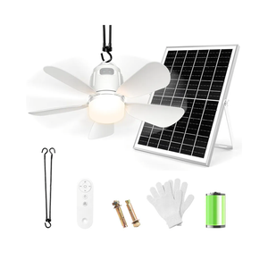 Solar Ceiling Fan Light, 20000mAh Portable Gazebo fan with 30W Solar Powered Fan with Remote Control, Outdoor Ceiling Fan with Light for Patios, Canopy, Shed, RV, Porch and Chicken Coop