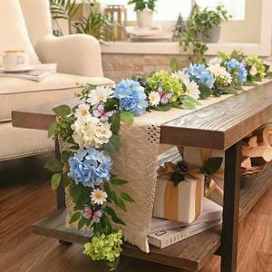 Valery Madelyn 9FT Hydrangeas Spring Summer Flower Garland for Mantle Decor