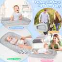 Baby Lounger - Baby Lounger for Newborn 0-24 Months, Breathable Pure Cotton Baby Nest Lounger Cover, Baby Registry Newborn Essentials Gifts, Portable Floor Tummy Time Lounger for Home & Travel (Grey Star)