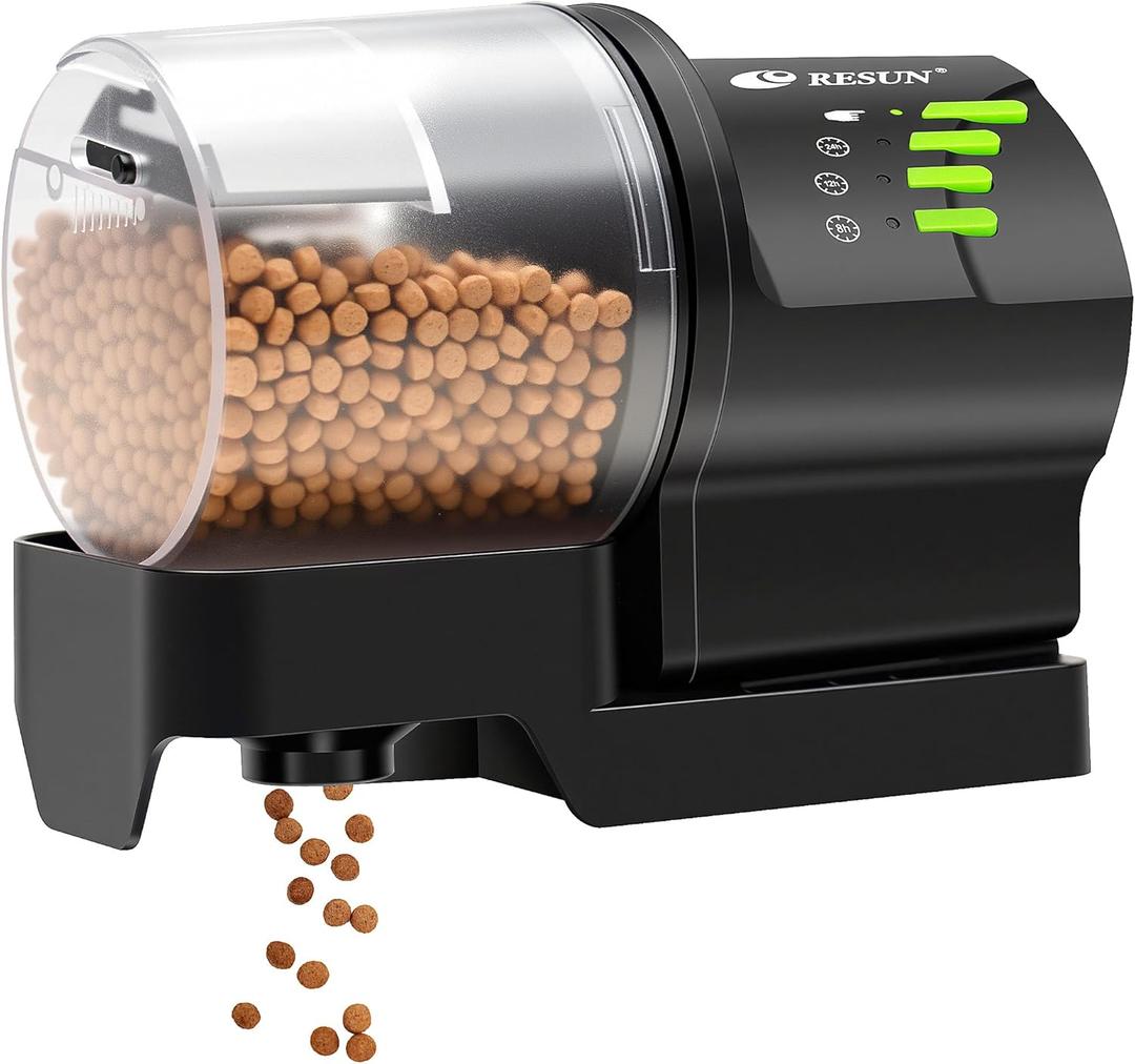 Ycozy Automatic Fish Feeder for Aquarium Auto Food Dispenser with Timer for Small Tank, Aquariums - Battery/Plug-in Powered Feeders for Goldfish/Koi/Turtle, Resun AF2020