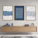Aryroi Navy Blue and White Abstract Framed Canvas Wall Art Set- 16"x24"x3