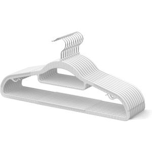 20 Pack Thin Space Saving Hangers, No Slip Clothes Hangers with Non Slip Textured and 360 Hook - Plastic Hanger, Closet Organizer for Shirt, Pants, Suit, Skirt, Coat - Ivory White