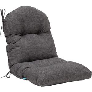 QILLOWAY Tufted Outdoor Chair Cushion Set of 2, Waterproof 43x20x4 Inch Non Slip Replacement Pad for Wicker Lounge Patio Furniture, Charcoal Grey, Black