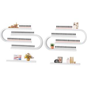 Lorvain 6PS Metal Wall Mounted Nail Polish Storage Racks, White Display Rack U Shape Cosmetic Display Case Lipstick Perfume Wall Shelf Essential Oil Organizer for Nail Polish Bottles Spa Nail Salon