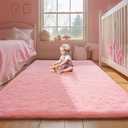 Blivonta Pink Rug for Girls Bedroom, 9x12 Fluffy Area Rugs for Kids Playroom, Furry Carpet for Nursery Room, Shaggy Rug for Teen Living Room, Thick Fuzzy Plush Rug for Dorm, Cute Room Decor for Baby