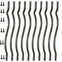 HZIU 61 Pack Metal Deck Spindles, 32.25" Heavy Duty Railing, Wave Arc Baluster with Black Screws, Stylish for Outdoor Stair Porch