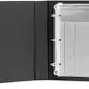 3 Rings Check Binder for End-Stub Deskbook Checks, 3 on a Page, Fit 3 & 9 Holes Check Faux Leather (9.1"x12.5") (Black)