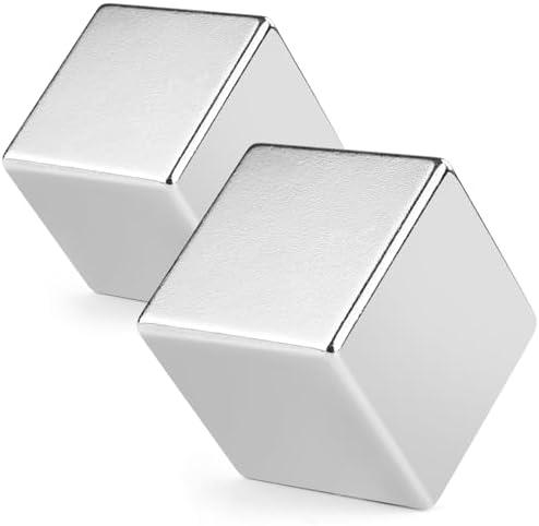 DIYMAG 25x25x25mm Super Strong Neodymium Block Magnet Permanent Magnetic Disc Powerful Rare Earth Magnets for Fridge Kitchen DIY Craft and Office Science Pack of 2