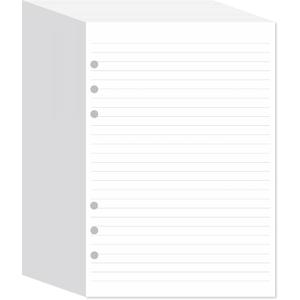 A5 Lined Paper 6-Hole Punched, 500 Sheets (1000 Pages), Compatible with Filofax A5 Organizer, 100gsm, White