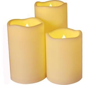 Weatherproof Flameless Candles with 6 H Timer-1000 Hours Long Life, Waterproof Battery Operated Flickering LED Pillar Candles,Outdoor Candles for Chiristmas Thanksgiving Halloween  4" 5" 6" Ivory)