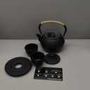 Juvale Cast Iron Teapot - 1200 mL, Black, 2 Cups - Japanese Tea Set with Stainless Steel Infuser & Stovetop Kettle for Loose Leaf Tea